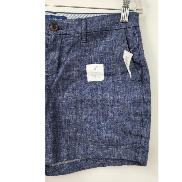 NWT New Old Navy Everyday Linen Cotton Blend Blue 5" Shorts Size 6 - Picture 5 of 9
